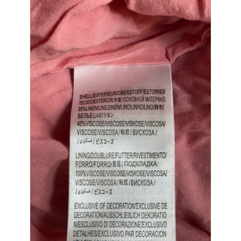 Farm Rio Maxi Dress Women Large Pink Floral Linen Blend Open Back Lined Tie Back - Picture 5 of 5